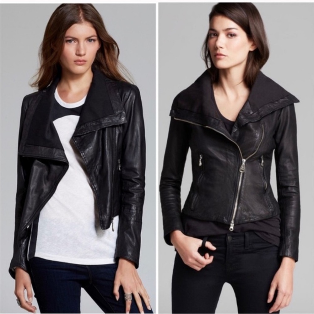 DOMA $700 Black Leather Zip Moto Jacket